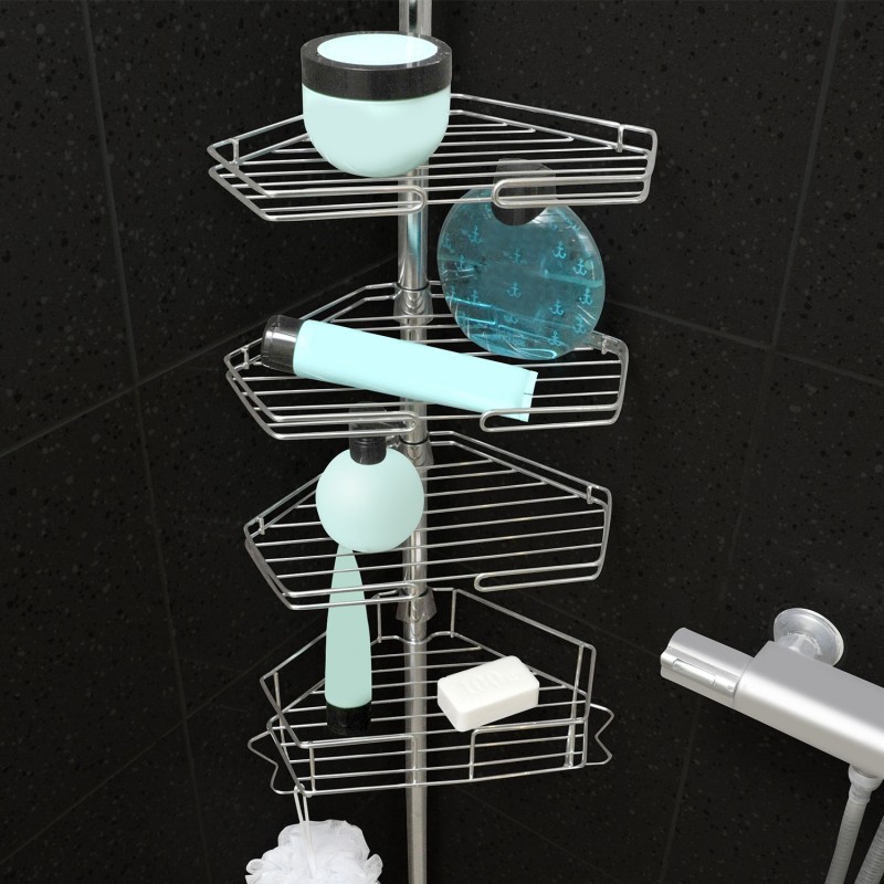 Serviteur de douche 2 paniers + 2 crochets en acier inoxydable Noir spécial  paroi de douche - Accessoires de salle de bains - Dé