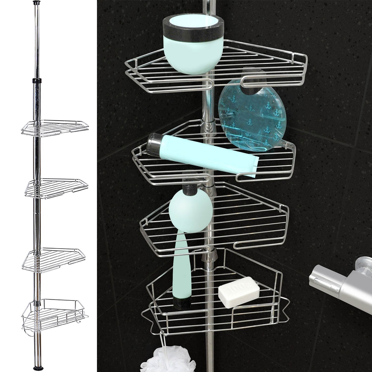 Idmarket - Etagère d'angle de douche télescopique en acier inoxydable -  Accessoires de salle de bain - Rue du Commerce