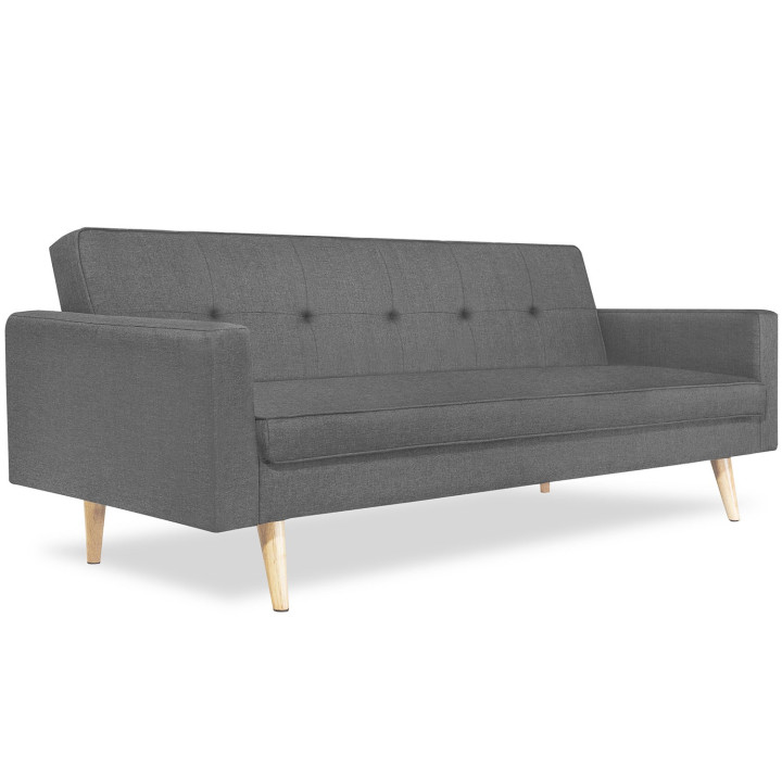 Canapé droit 3 places convertible LARS gris Scandinave