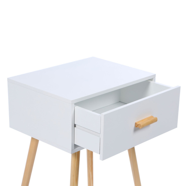 Lot de 2 tables de chevet EIYA scandinaves en bois blanc