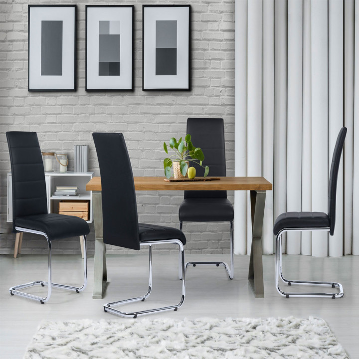 Lot de 4 chaises MIA noires pour salle à manger