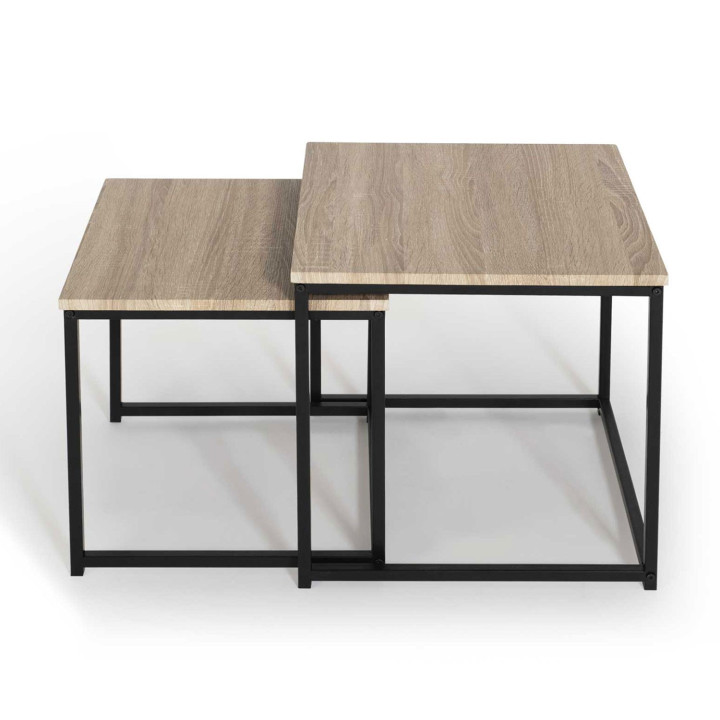 LOT DE 2 TABLES BASSES BOIS ET METAL