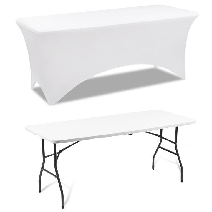 Housse blanche pour table pliante 180 CM