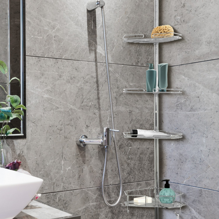 Etagère d'angle de douche télescopique en acier inoxydable