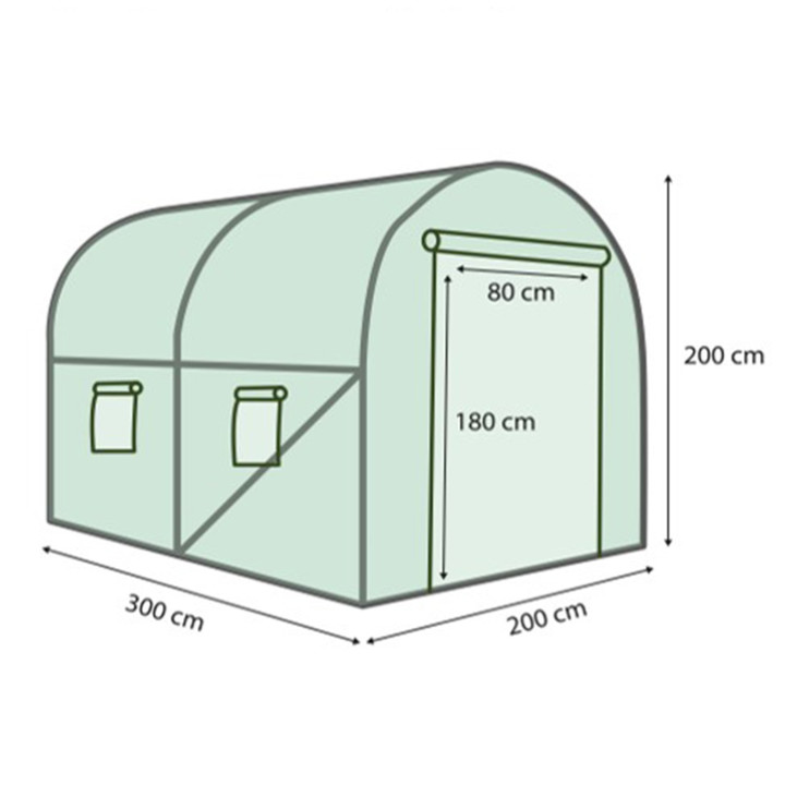 Serre tunnel de jardin 6M² verte gamme maraichère ROMA 2x3M