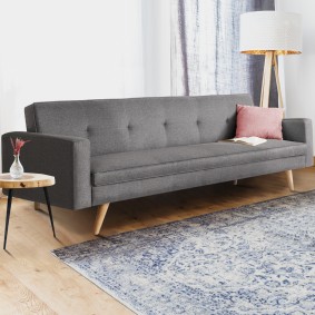 Canapé droit 3 places convertible LARS gris Scandinave