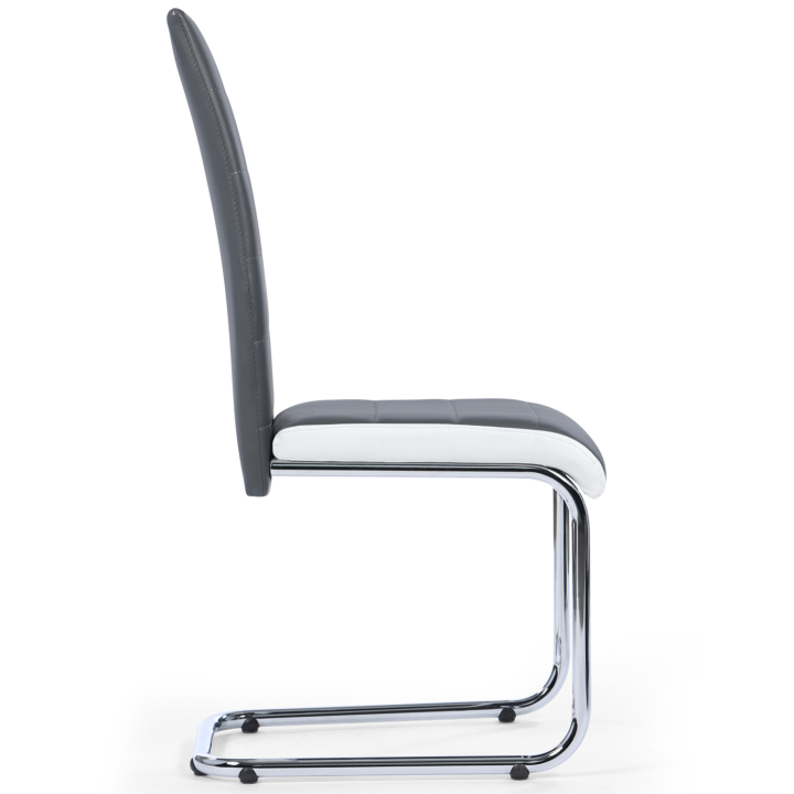 Lot de 4 chaises Mia grises liseré blanc pour salle à manger